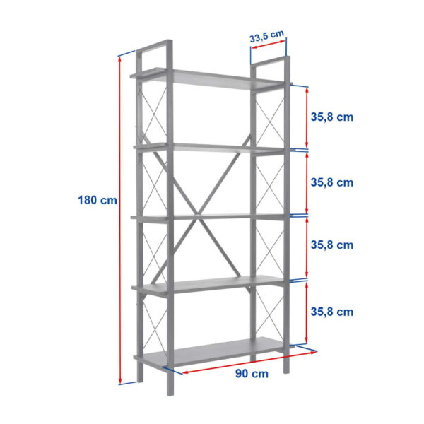 Βιβλιοθήκη Elysian Megapap χρώμα λευκό - χρυσό 90x33,5x180εκ.