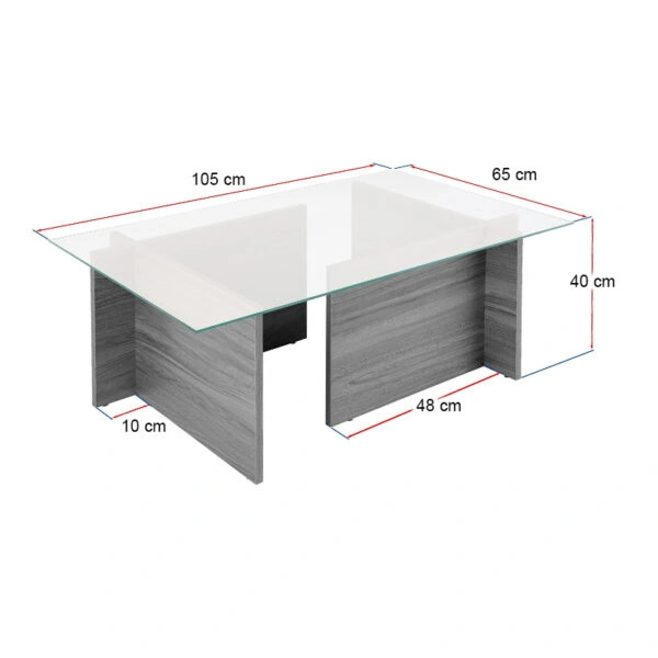 Τραπεζάκι σαλονιού Vetrino Megapap γυάλινο χρώμα travertine 105x65x40εκ.
