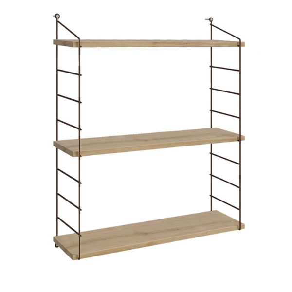 Ραφιέρα τοίχου Armoni Megapap χρώμα sapphire oak - καφέ μέταλλο 72x20x85εκ.