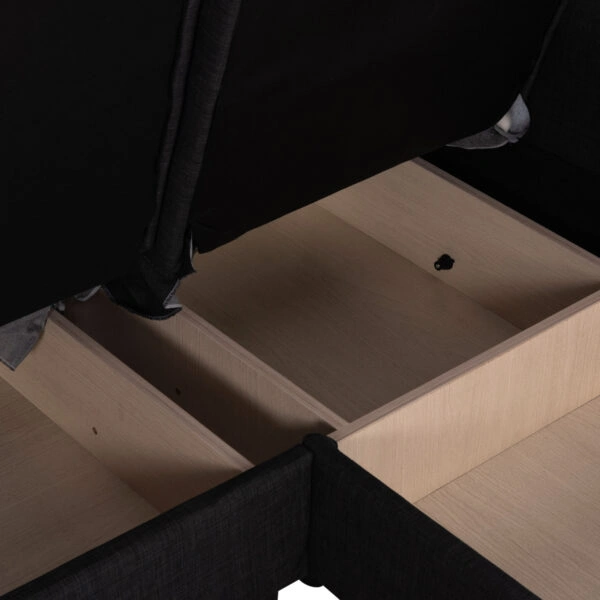 ΓΩΝΙΑΚΟΣ ΚΑΝΑΠΕΣ-ΚΡΕΒΑΤΙ ΜΕ ΑΠΟΘ. ΧΩΡΟ BRONKO HM3291.01 ΑΝΘΡΑΚΙ ΥΦΑΣΜΑ 218x138x77Y