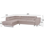 ΓΩΝΙΑΚΟΣ ΚΑΝΑΠΕΣ-ΚΡΕΒΑΤΙ ΜΕ ΑΠΟΘ.ΧΩΡΟ ENCORE HM3301.03L ΜΠΕΖ ΥΦΑΣΜΑ 285x205x90Υεκ.