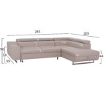 ΓΩΝΙΑΚΟΣ ΚΑΝΑΠΕΣ-ΚΡΕΒΑΤΙ ΜΕ ΑΠΟΘ.ΧΩΡΟ ENCORE HM3301.03R ΜΠΕΖ ΥΦΑΣΜΑ 285x205x90Υεκ.