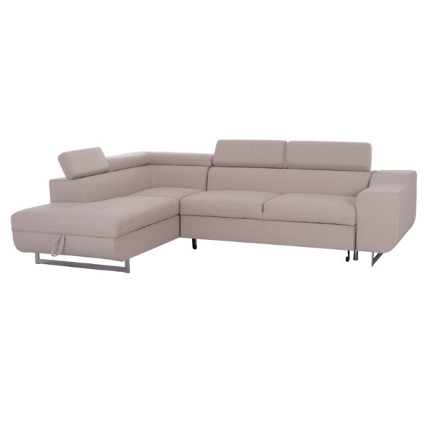 ΓΩΝΙΑΚΟΣ ΚΑΝΑΠΕΣ-ΚΡΕΒΑΤΙ ΜΕ ΑΠΟΘ.ΧΩΡΟ ENCORE HM3301.03L ΜΠΕΖ ΥΦΑΣΜΑ 285x205x90Υεκ.