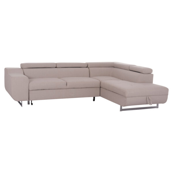 ΓΩΝΙΑΚΟΣ ΚΑΝΑΠΕΣ-ΚΡΕΒΑΤΙ ΜΕ ΑΠΟΘ.ΧΩΡΟ ENCORE HM3301.03R ΜΠΕΖ ΥΦΑΣΜΑ 285x205x90Υεκ.