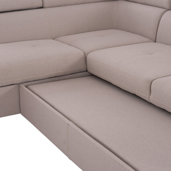 ΓΩΝΙΑΚΟΣ ΚΑΝΑΠΕΣ-ΚΡΕΒΑΤΙ ΜΕ ΑΠΟΘ.ΧΩΡΟ ENCORE HM3301.03L ΜΠΕΖ ΥΦΑΣΜΑ 285x205x90Υεκ.