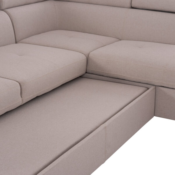 ΓΩΝΙΑΚΟΣ ΚΑΝΑΠΕΣ-ΚΡΕΒΑΤΙ ΜΕ ΑΠΟΘ.ΧΩΡΟ ENCORE HM3301.03R ΜΠΕΖ ΥΦΑΣΜΑ 285x205x90Υεκ.