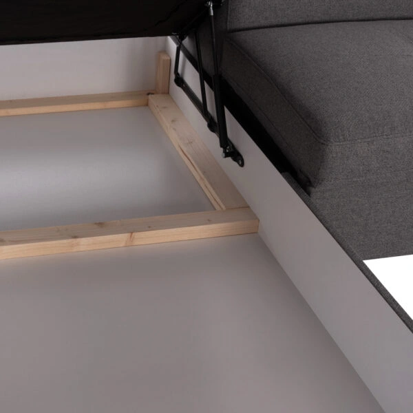 ΓΩΝΙΑΚΟΣ ΚΑΝΑΠΕΣ-ΚΡΕΒΑΤΙ ΜΕ ΑΠΟΘ.ΧΩΡΟ ENCORE HM3301.01L ΓΚΡΙ ΥΦΑΣΜΑ 285x205x90Υεκ.