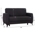 ΚΑΝΑΠΕΣ ΚΡΕΒΑΤΙ ΜΕ ΑΠΟΘ.ΧΩΡΟ ΔΙΘΕΣΙΟΣ NIKKO HM3293.01 ΓΚΡΙ ΥΦΑΣΜΑ 144x75x84Υεκ.