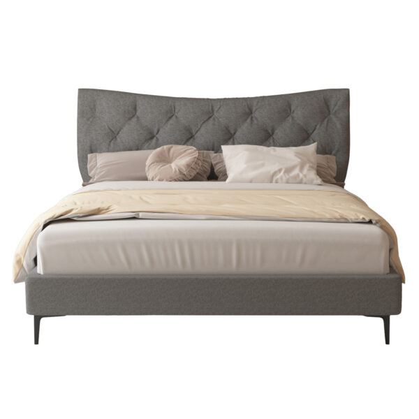 ΚΡΕΒΑΤΙ ΔΙΠΛΟ JILL HM737.01 ΥΦΑΣΜΑ ΣΕ ΓΚΡΙ--ΓΙΑ ΣΤΡΩΜΑ 160x200εκ.