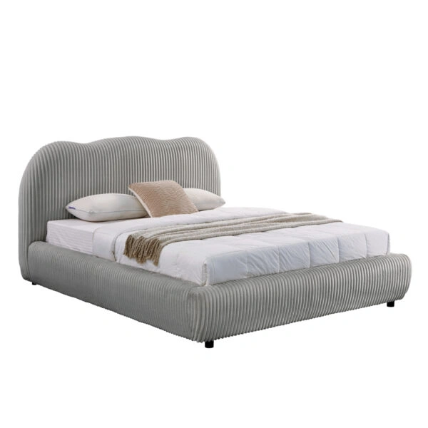 ΚΡΕΒΑΤΙ ΔΙΠΛΟ ΜΕ ΑΠΟΘ.ΧΩΡΟ KALLY HM729.01 ΓΚΡΙ FEAUX FUR ΥΦΑΣΜΑ--ΣΤΡΩΜΑ 160x200εκ