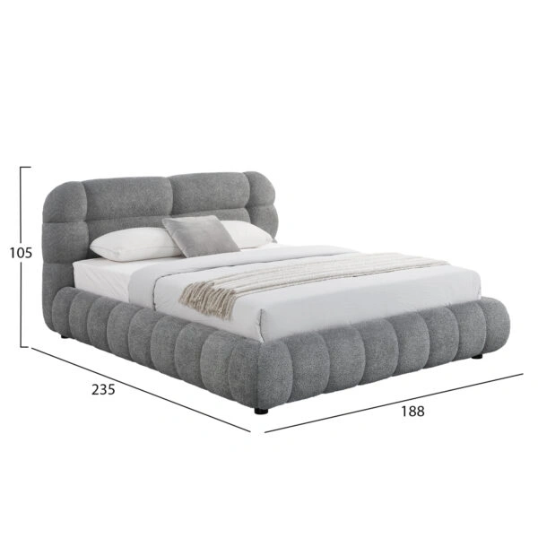 ΚΡΕΒΑΤΙ ΔΙΠΛΟ ΜΕ ΑΠΟΘ.ΧΩΡΟ MALFOY HM730.01 ΓΚΡΙ ΜΠΟΥΚΛΕ ΥΦΑΣΜΑ--ΣΤΡΩΜΑ 160x200εκ