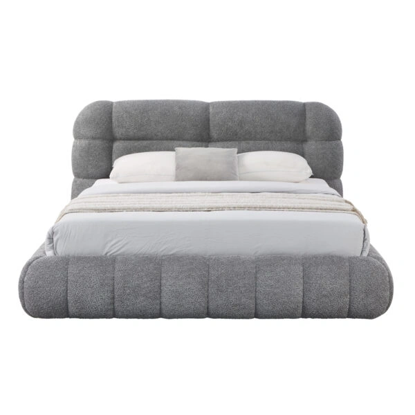 ΚΡΕΒΑΤΙ ΔΙΠΛΟ ΜΕ ΑΠΟΘ.ΧΩΡΟ MALFOY HM730.01 ΓΚΡΙ ΜΠΟΥΚΛΕ ΥΦΑΣΜΑ--ΣΤΡΩΜΑ 160x200εκ