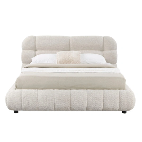 ΚΡΕΒΑΤΙ ΔΙΠΛΟ ΜΕ ΑΠΟΘ.ΧΩΡΟ MALFOY HM730.03 ΜΠΕΖ ΜΠΟΥΚΛΕ ΥΦΑΣΜΑ--ΣΤΡΩΜΑ 160x200εκ