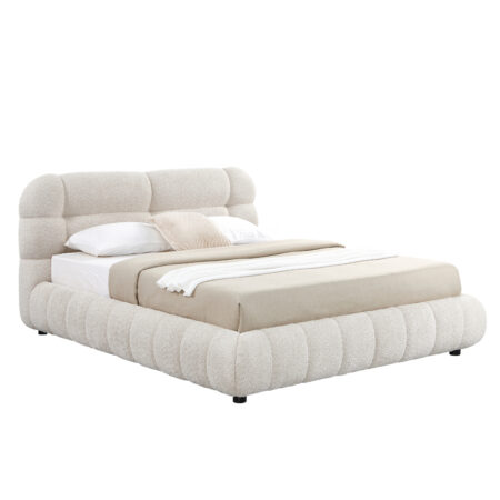 ΚΡΕΒΑΤΙ ΔΙΠΛΟ ΜΕ ΑΠΟΘ.ΧΩΡΟ BUBBLE HM730.03 ΜΠΕΖ ΜΠΟΥΚΛΕ ΥΦΑΣΜΑ--ΣΤΡΩΜΑ 160x200εκ