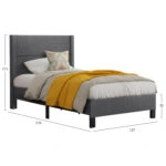 ΚΡΕΒΑΤΙ TRILLOP HM667.12 ΓΚΡΙ ΥΦΑΣΜΑ ΓΙΑ ΜΟΝΟ ΣΤΡΩΜΑ 120X200εκ.