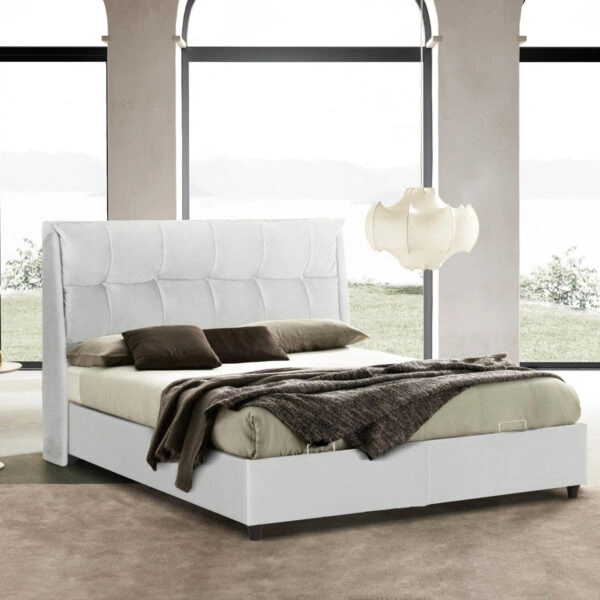 ΚΡEΒΑΤΙ ΜΕ ΑΠΟΘΗΚΕΥΤΙΚΟ ΧΩΡΟ DREAMLET HM716.03 ΛΕΥΚΟ ΜΠΟΥΚΛΕ- ΓΙΑ ΣΤΡΩΜΑ 160x200εκ.