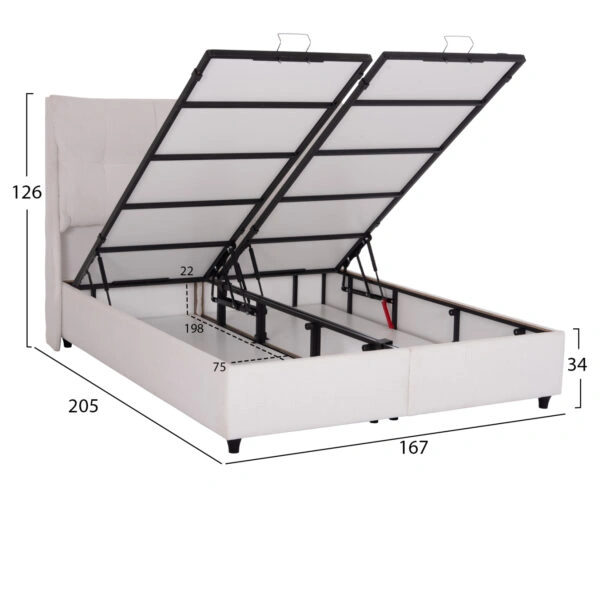 ΚΡEΒΑΤΙ ΜΕ ΑΠΟΘΗΚΕΥΤΙΚΟ ΧΩΡΟ DREAMLET HM716.03 ΛΕΥΚΟ ΜΠΟΥΚΛΕ- ΓΙΑ ΣΤΡΩΜΑ 160x200εκ.