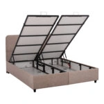 ΚΡΕΒΑΤΙ ΜΕ ΣΤΡΩΜΑ ΔΙΠΛΟ DOLORES HM21165 ΜΠΕΖ ΥΦΑΣΜΑ & ΑΠΟΘ.ΧΩΡΟΣ-ΓΙΑ 160x200εκ.