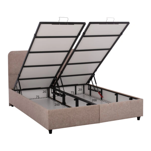 ΚΡΕΒΑΤΙ ΜΕ ΣΤΡΩΜΑ ΔΙΠΛΟ DOLORES HM21165 ΜΠΕΖ ΥΦΑΣΜΑ & ΑΠΟΘ.ΧΩΡΟΣ-ΓΙΑ 160x200εκ.