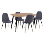 ΣΕΤ ΤΡΑΠΕΖΑΡΙΑΣ 5ΤΜΧ ALIZA HM11196.01 MDF TOP-ΒΕΛΟΥΔΟ ΓΚΡΙ & ΜΕΤΑΛΛΟ ΜΑΥΡΟ