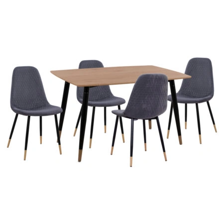 ΣΕΤ ΤΡΑΠΕΖΑΡΙΑΣ 5ΤΜΧ ALIZA HM11196.01 MDF TOP-ΒΕΛΟΥΔΟ ΓΚΡΙ & ΜΕΤΑΛΛΟ ΜΑΥΡΟ