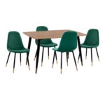 ΣΕΤ ΤΡΑΠΕΖΑΡΙΑΣ 5ΤΜΧ ALIZA HM11196.03 MDF TOP-ΒΕΛΟΥΔΟ ΚΥΠΑΡΙΣΣΙ & ΜΕΤΑΛΛΟ ΜΑΥΡΟ