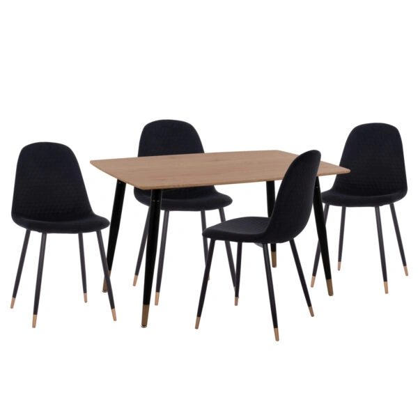 ΣΕΤ ΤΡΑΠΕΖΑΡΙΑΣ 5ΤΜΧ ALIZA HM11196.09 MDF TOP-ΒΕΛΟΥΔΟ & ΜΕΤΑΛΛΟ ΣΕ ΜΑΥΡΟ