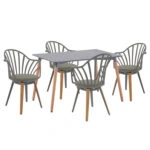 ΣΕΤ ΤΡΑΠΕΖΑΡΙΑΣ 5ΤΜΧ ANAIS HM21176 MDF TOP ΣΕ ΓΚΡΙ--P.P. & PU ΣΕ ΓΚΡΙ