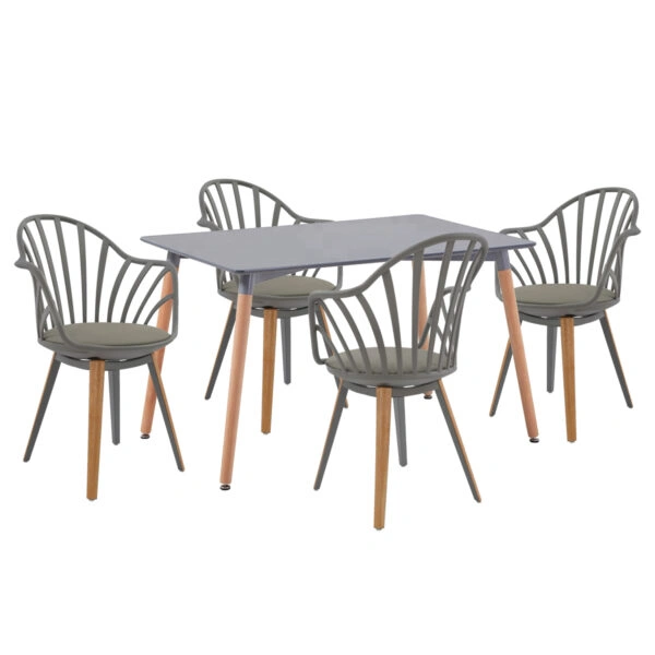 ΣΕΤ ΤΡΑΠΕΖΑΡΙΑΣ 5ΤΜΧ ANAIS HM21176 MDF TOP ΣΕ ΓΚΡΙ--P.P. & PU ΣΕ ΓΚΡΙ