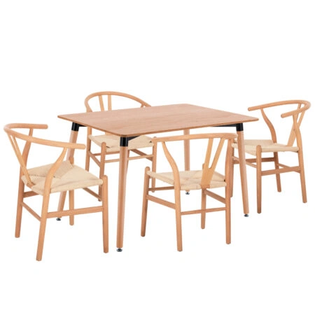 ΣΕΤ ΤΡΑΠΕΖΑΡΙΑΣ 5ΤΜΧ BRAVE HM21182 MDF TOP-ΞΥΛΟ ΟΞΙΑΣ & PAPER ROPE ΣΕ ΦΥΣΙΚΟ