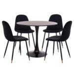 ΣΕΤ ΤΡΑΠΕΖΑΡΙΑΣ 5ΤΜΧ BROLIN HM21191 MDF TOP-ΜΕΤΑΛΛΙΚΑ ΠΟΔΙΑ-ΒΕΛΟΥΔΟ--ΜΑΥΡΟ