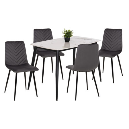 ΣΕΤ ΤΡΑΠΕΖΑΡΙΑΣ 5ΤΜΧ LATRELL HM21192 ΤΡΑΠΕΖΙ ΚΕΡΑΜΙΚΟ TOP-ΒΕΛΟΥΔΟ ΓΚΡΙ ΚΑΡΕΚΛΕΣ