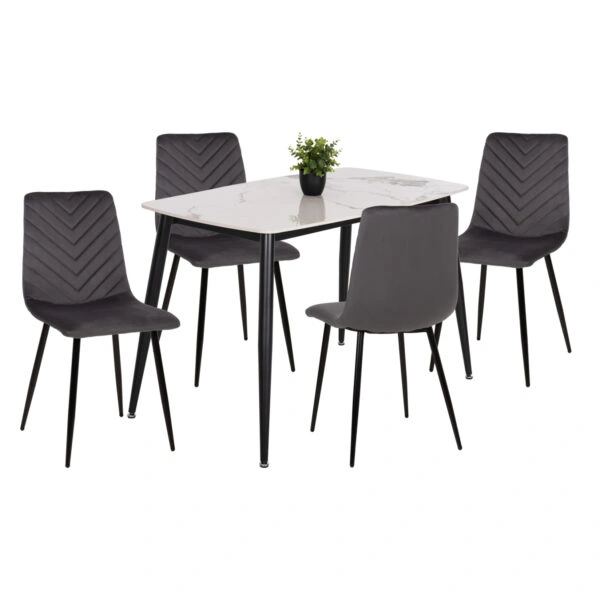 ΣΕΤ ΤΡΑΠΕΖΑΡΙΑΣ 5ΤΜΧ LATRELL HM21192 ΤΡΑΠΕΖΙ ΚΕΡΑΜΙΚΟ TOP-ΒΕΛΟΥΔΟ ΓΚΡΙ ΚΑΡΕΚΛΕΣ