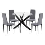 ΣΕΤ ΤΡΑΠΕΖΑΡΙΑΣ 5ΤΜΧ LADY HM21199.01 ΓΥΑΛΙ--ΜΕΤΑΛΛΟ ΣΕ ΜΑΥΡΟ & ΒΕΛΟΥΔΟ ΓΚΡΙ