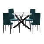 ΣΕΤ ΤΡΑΠΕΖΑΡΙΑΣ 5ΤΜΧ LADY HM21199.03 ΓΥΑΛΙ--ΜΕΤΑΛΛΟ ΣΕ ΜΑΥΡΟ & ΒΕΛΟΥΔΟ ΚΥΠΑΡΙΣΣΙ