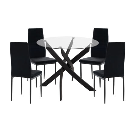 ΣΕΤ ΤΡΑΠΕΖΑΡΙΑΣ 5ΤΜΧ LADY HM21199.04 ΓΥΑΛΙ--ΜΕΤΑΛΛΟ & ΒΕΛΟΥΔΟ ΣΕ ΜΑΥΡΟ