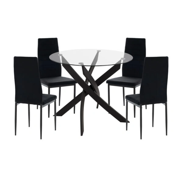 ΣΕΤ ΤΡΑΠΕΖΑΡΙΑΣ 5ΤΜΧ LADY HM21199.04 ΓΥΑΛΙ--ΜΕΤΑΛΛΟ & ΒΕΛΟΥΔΟ ΣΕ ΜΑΥΡΟ