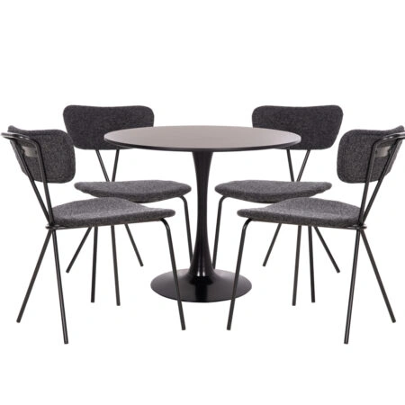 ΣΕΤ ΤΡΑΠΕΖΑΡΙΑΣ 5ΤΜΧ BROLIN HM21200 MDF TOP & ΜΕΤΑΛΛΟ ΜΑΥΡΟ-ΣΚΟΥΡΟ ΓΚΡΙ ΥΦΑΣΜΑ