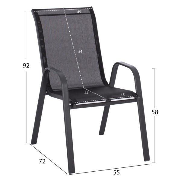 ΣΕΤ ΤΡΑΠΕΖΑΡΙΑΣ 5ΤΜΧ HM5193.13 ΜΕΤΑΛΛΙΚO ΜΕ 4 ΚΑΡΕΚΛΕΣ & ΤΡΑΠΕΖΙ 110x60 ΜΑΥΡΟ