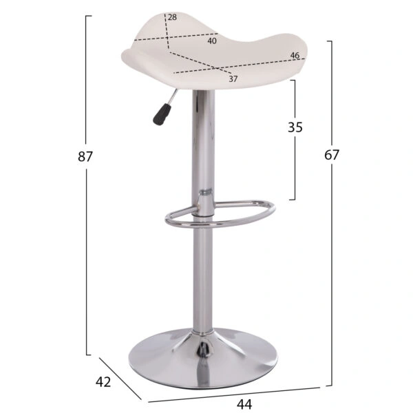 ΣΚΑΜΠO ΜΠΑΡ ΠΕΡΙΣΤΡΕΦΟΜΕΝΟ GANNA HM201.22 ΜΕ ΑΜΟΡΤΙΣΕΡ-ΛΕΥΚΟ PU 44x42x87Υεκ.