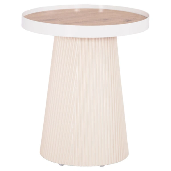 ΤΡΑΠΕΖΑΚΙ ΒΟΗΘΗΤΙΚΟ DENTON HM18023.02 MDF TOP ΦΥΣΙΚΟ ΞΥΛΟΥ-ΒΑΣΗ ΛΕΥΚΗ Φ45x51,5Υεκ.