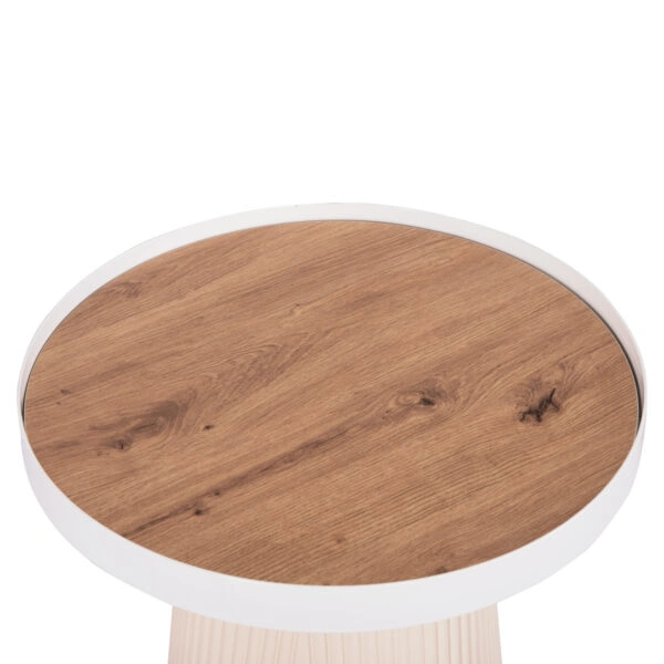 ΤΡΑΠΕΖΑΚΙ ΒΟΗΘΗΤΙΚΟ DENTON HM18023.02 MDF TOP ΦΥΣΙΚΟ ΞΥΛΟΥ-ΒΑΣΗ ΛΕΥΚΗ Φ45x51,5Υεκ.