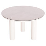 ΤΡΑΠΕΖΙ ΑΛΟΥΜΙΝΙΟΥ DOSUN HM6201.02 ΚΡΕΜ ΣΚΕΛΕΤΟΣ-3D PRINT ΓΥΑΛΙ-ΚΕΡΑΜΙΚΟ LOOK Φ120εκ