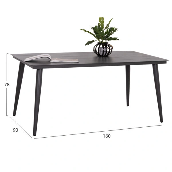 ΤΡΑΠΕΖΙ ΑΛΟΥΜΙΝΙΟΥ ΟΡΘΟΓΩΝΙΟ HIGER HM6291.01 ΓΚΡΙ 160x90x78Υεκ.