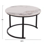 ΤΡΑΠΕΖΙ ΣΑΛΟΝΙΟΥ 2ΤΜΧ TALOS HM18140.03 ΛΕΥΚΟ ΜΕ ΚΑΦΕ ΝΕΡΑ ΚΕΡΑΜΙΚΟ TOP Φ70x45,5Υ