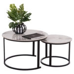 ΤΡΑΠΕΖΙ ΣΑΛΟΝΙΟΥ 2ΤΜΧ TALOS HM18140.03 ΛΕΥΚΟ ΜΕ ΚΑΦΕ ΝΕΡΑ ΚΕΡΑΜΙΚΟ TOP Φ70x45,5Υ