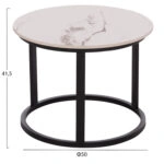 ΤΡΑΠΕΖΙ ΣΑΛΟΝΙΟΥ 2ΤΜΧ TALOS HM18140.03 ΛΕΥΚΟ ΜΕ ΚΑΦΕ ΝΕΡΑ ΚΕΡΑΜΙΚΟ TOP Φ70x45,5Υ