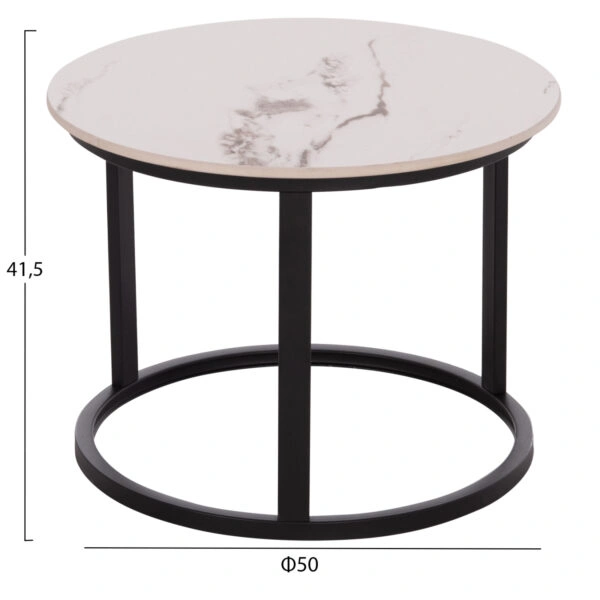 ΤΡΑΠΕΖΙ ΣΑΛΟΝΙΟΥ 2ΤΜΧ TALOS HM18140.03 ΛΕΥΚΟ ΜΕ ΚΑΦΕ ΝΕΡΑ ΚΕΡΑΜΙΚΟ TOP Φ70x45,5Υ