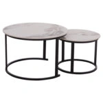 ΤΡΑΠΕΖΙ ΣΑΛΟΝΙΟΥ 2ΤΜΧ TALOS HM18140.03 ΛΕΥΚΟ ΜΕ ΚΑΦΕ ΝΕΡΑ ΚΕΡΑΜΙΚΟ TOP Φ70x45,5Υ