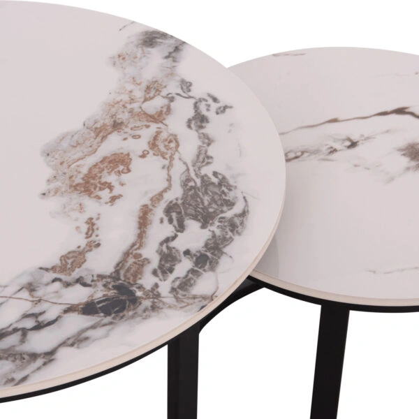 ΤΡΑΠΕΖΙ ΣΑΛΟΝΙΟΥ 2ΤΜΧ TALOS HM18140.03 ΛΕΥΚΟ ΜΕ ΚΑΦΕ ΝΕΡΑ ΚΕΡΑΜΙΚΟ TOP Φ70x45,5Υ